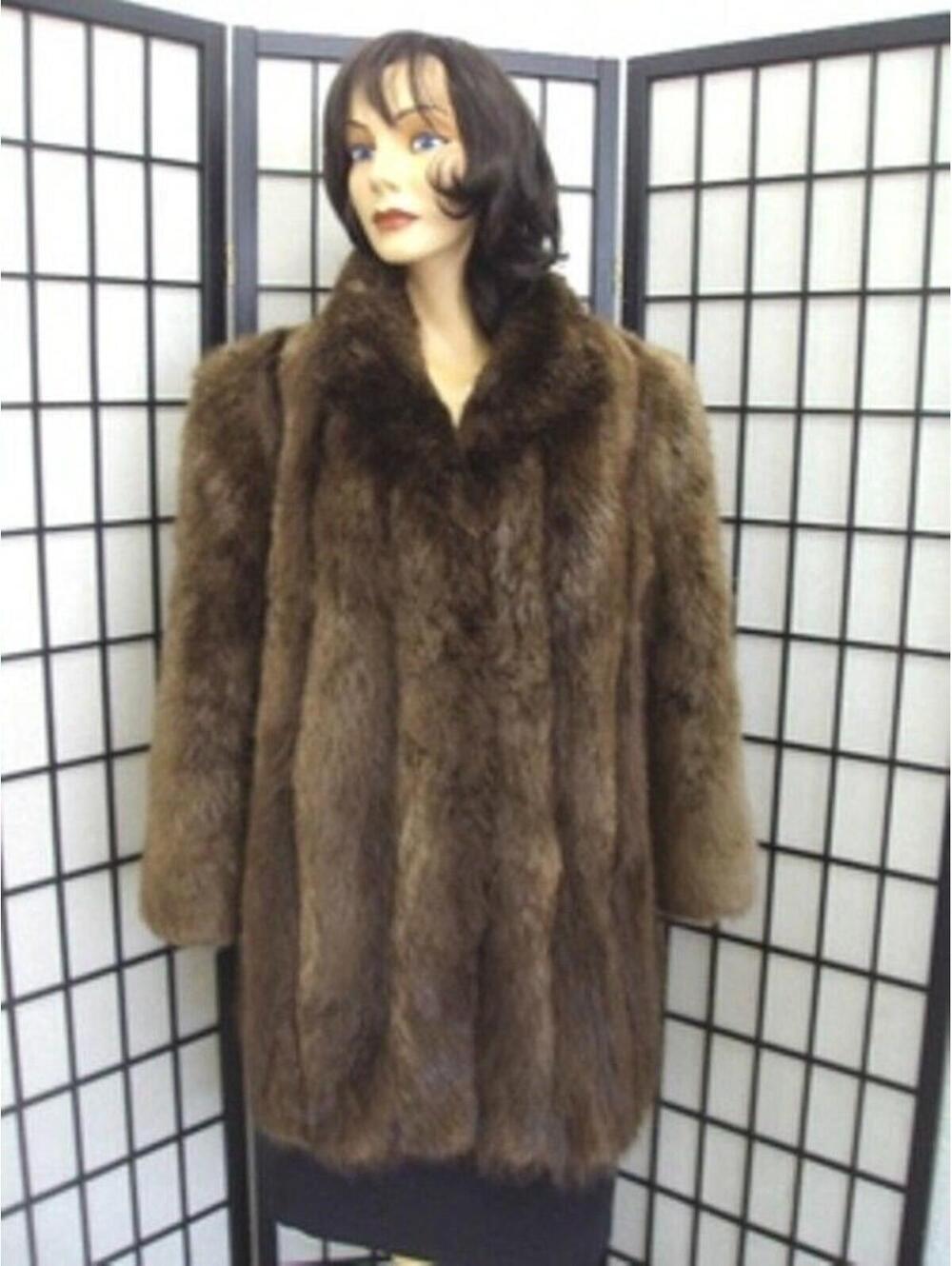 SCRAP ITEM: BROWN CANADIAN LONG HAIR BEAVER FUR JACKET COAT WOMEN WOMAN SIZE N/A